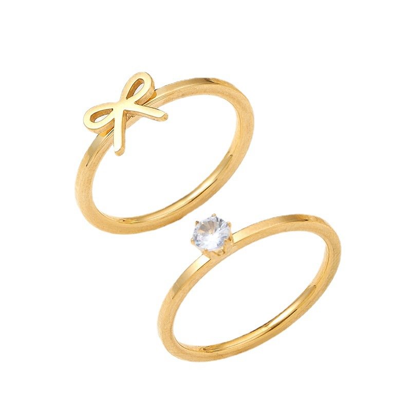 Petite Bow & Solitaire Ring Set