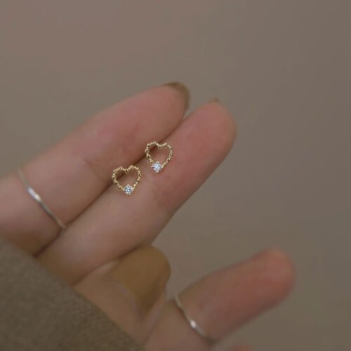 Petite Heart Dotted Studs