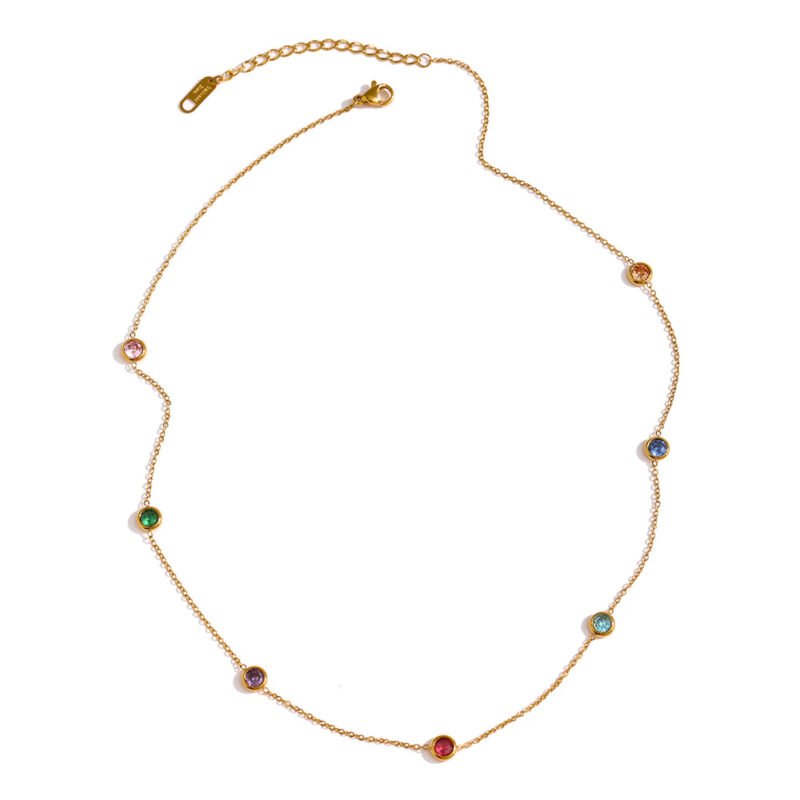 Rainbow Droplet Station Necklace