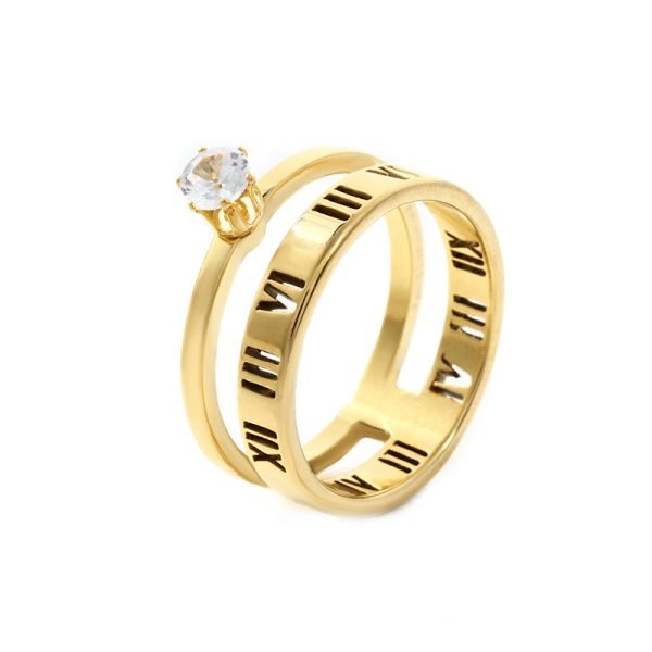 Roman Numerals Crystal Ring