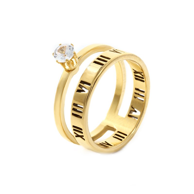 Roman Numerals Crystal Ring