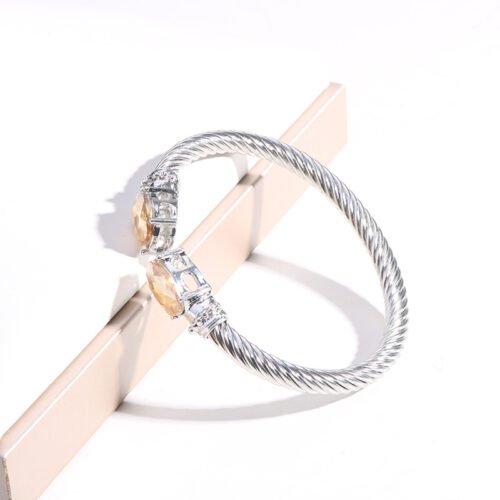 Crystal-Inlaid Titanium Bangle
