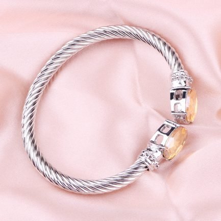Crystal-Inlaid Titanium Bangle - Imagen 4