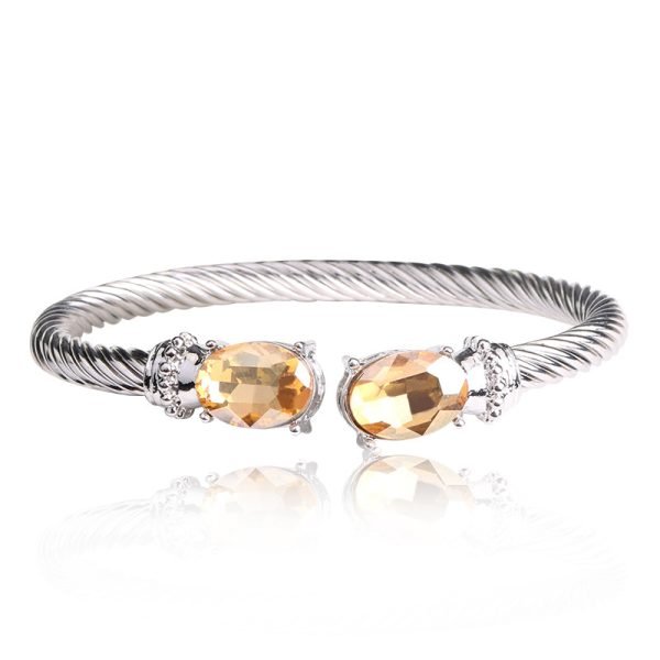 Crystal-Inlaid Titanium Bangle