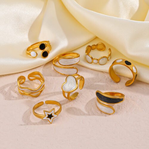 Enamel Elegance Rings