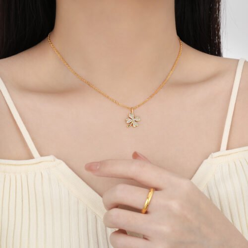 Golden Clover Charm Necklace