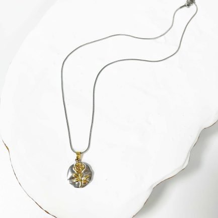 Golden Rose Pendant Necklace - Image 3