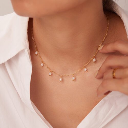 Dainty Pearl Cascade Necklace
