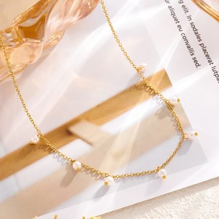 Dainty Pearl Cascade Necklace – Image 3