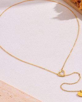 Double Heart Drop Necklace