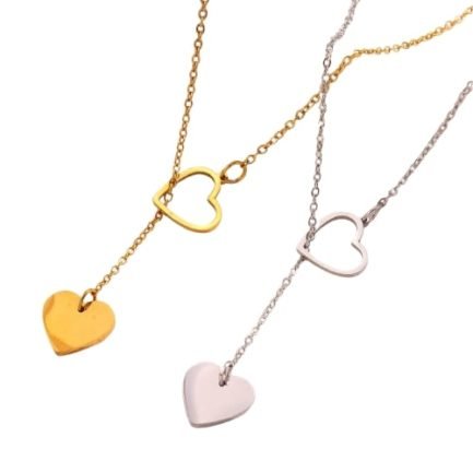 Double Heart Drop Necklace