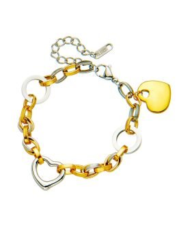 Dual-Tone Heart Chain Bracelet