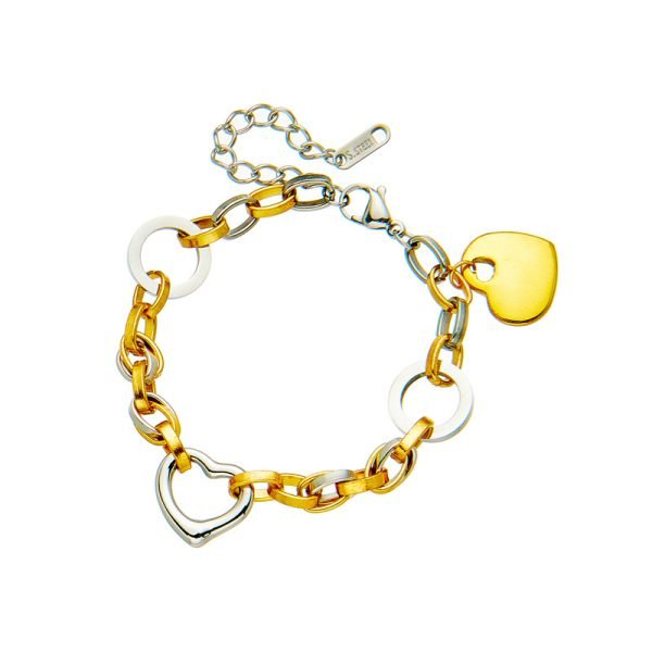 Dual-Tone Heart Chain Bracelet