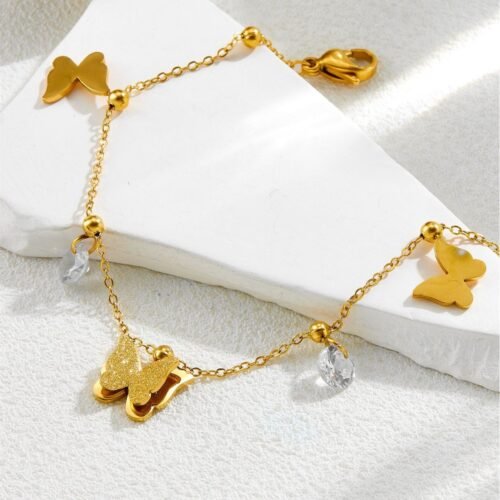 Glitter Dance Butterfly Charm Bracelet