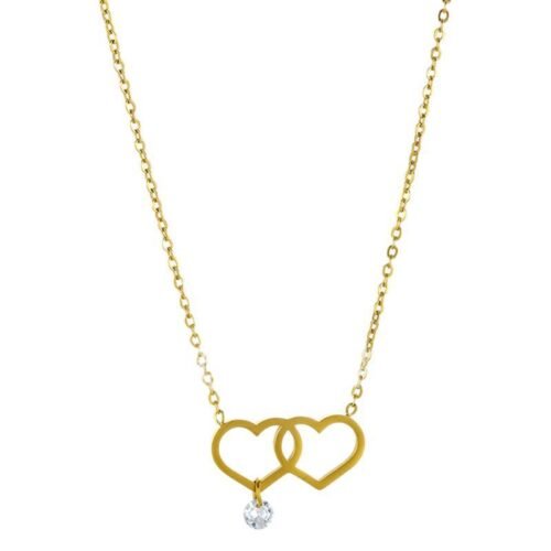 Linked Hearts Diamond Drop Necklace