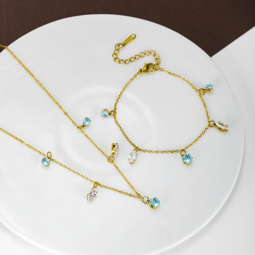 Mint Crystal Charm Jewelry Set