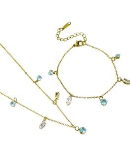 Mint Crystal Charm Jewelry Set