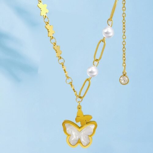 Pearl Flutter Butterfly Necklace