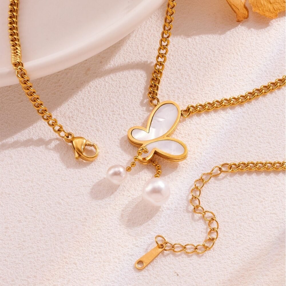 Pearly Flutter Tassel Necklace - Image 4