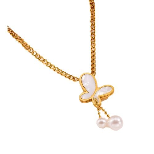 Pearly Flutter Tassel Necklace