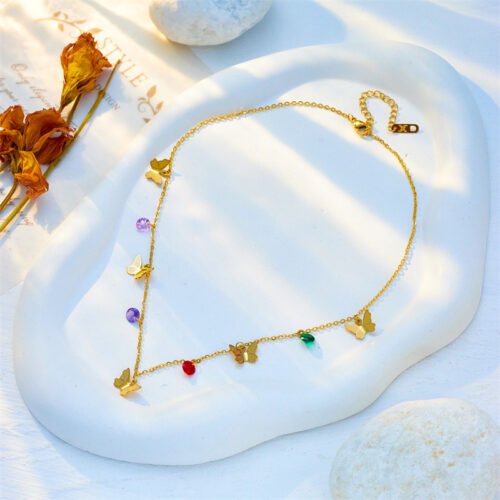 Rainbow Flutter Charm Necklace