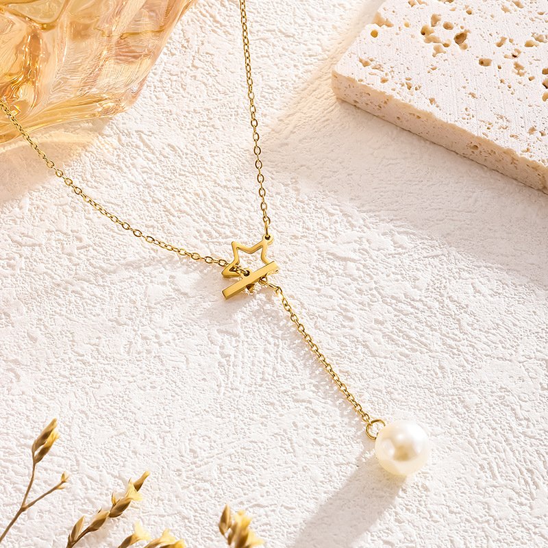 Stellar Pearl Drop Necklace - Image 3