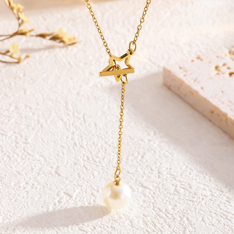 Stellar Pearl Drop Necklace - Image 4