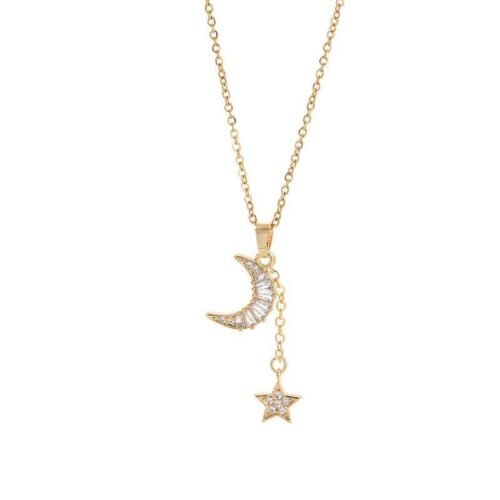Celestial Cascade Moon & Star Necklace