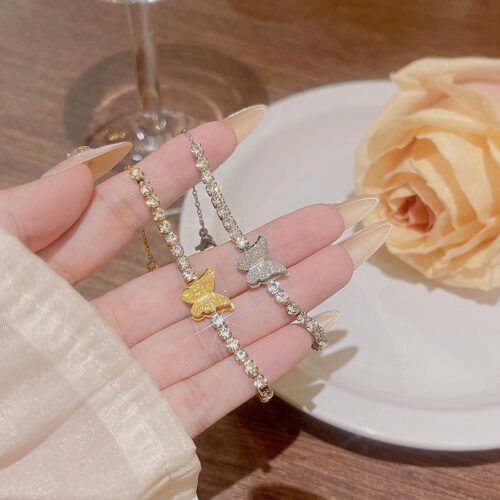 Crystalline Butterfly Tennis Bracelet