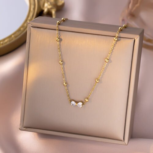 Dainty Bow Satellite Necklace