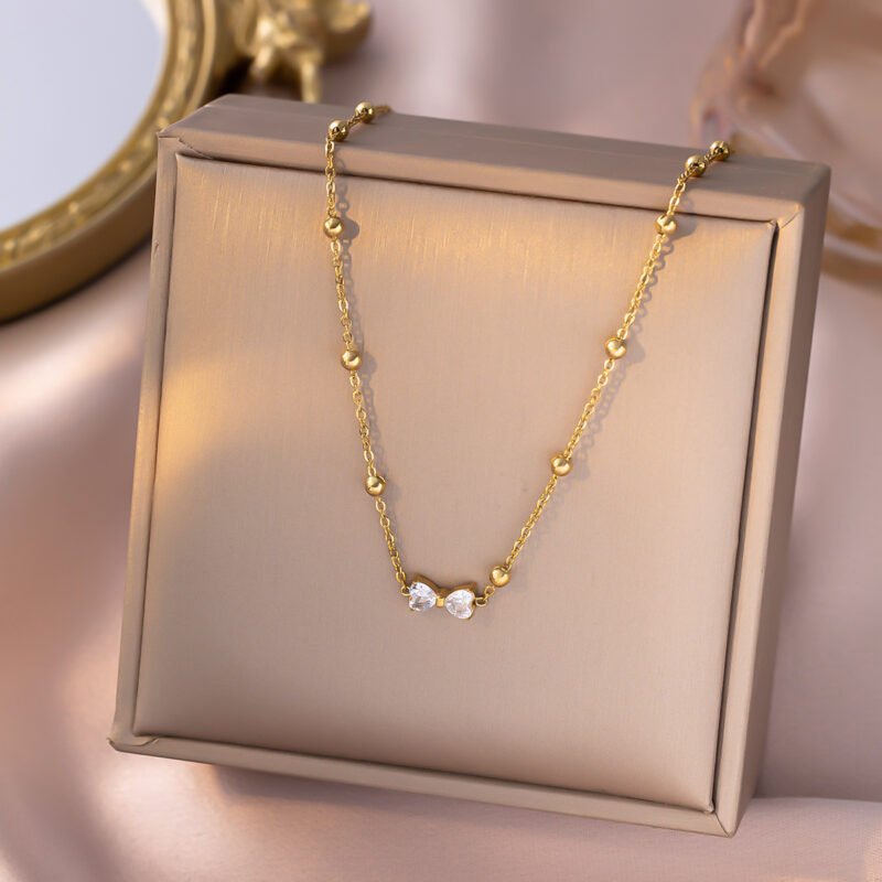Dainty Bow Satellite Necklace