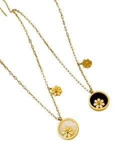 Daisy Bloom Mother of Pearl Medallion Necklace