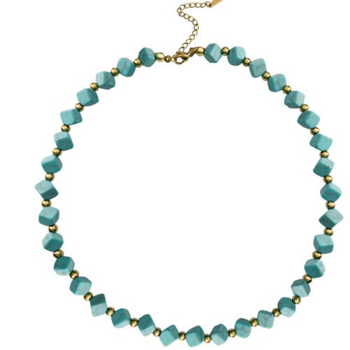 Faceted Turquoise Cube Choker