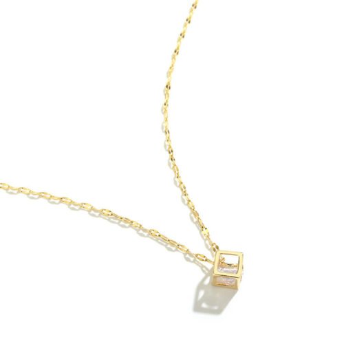 Floating Gem Cube Necklace