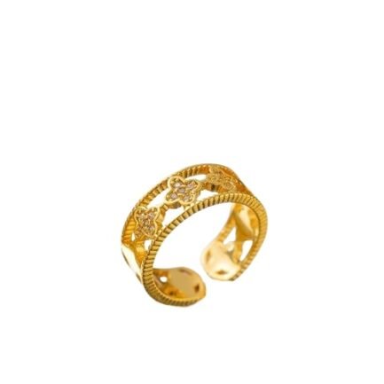 Gilded Clover Lattice Ring