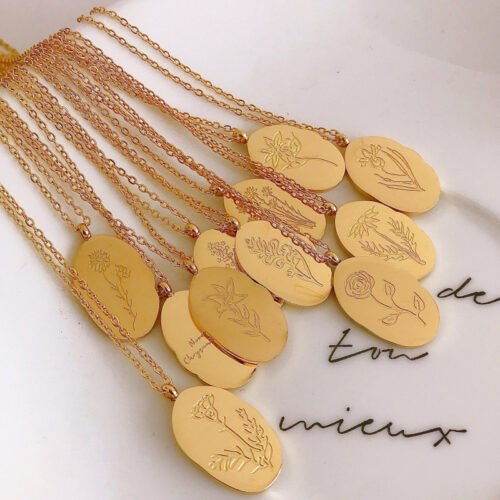 Golden Bloom Birth Month Medallion