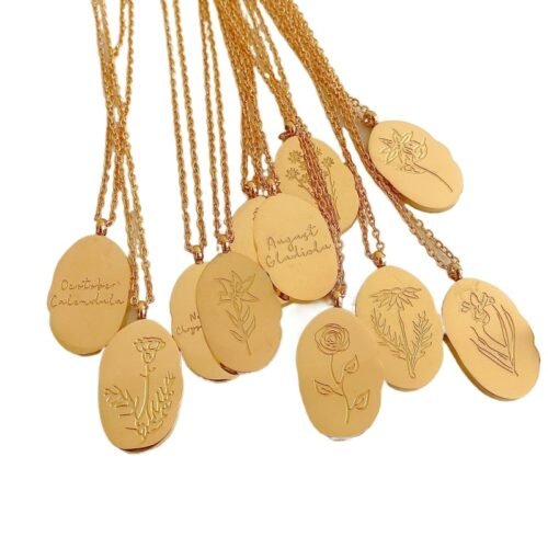 Golden Bloom Birth Month Medallion