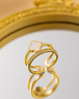 Golden Clover Halo Open Ring