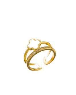 Golden Clover Halo Open Ring