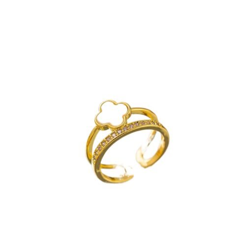 Golden Clover Halo Open Ring