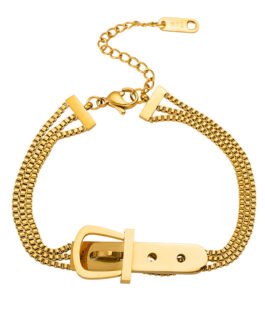 Luxe Buckle Triple Chain Bracelet