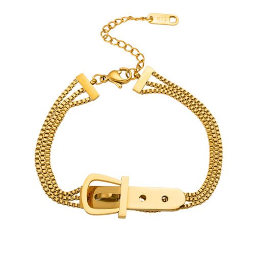 Luxe Buckle Triple Chain Bracelet