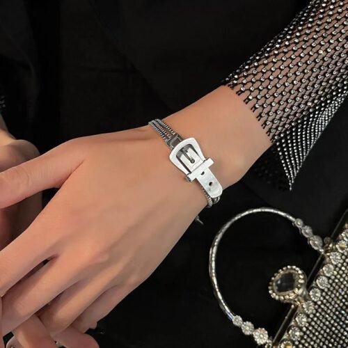 Luxe Buckle Triple Chain Bracelet