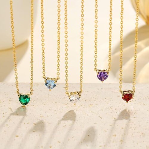 Petite Heart Birthstone Necklace