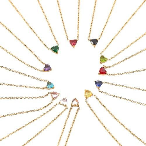 Petite Heart Birthstone Necklace