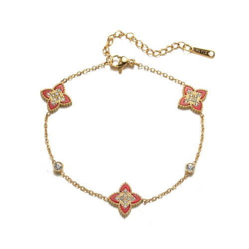 Quatrefoil Gemstone & Zirconia Station Bracelet