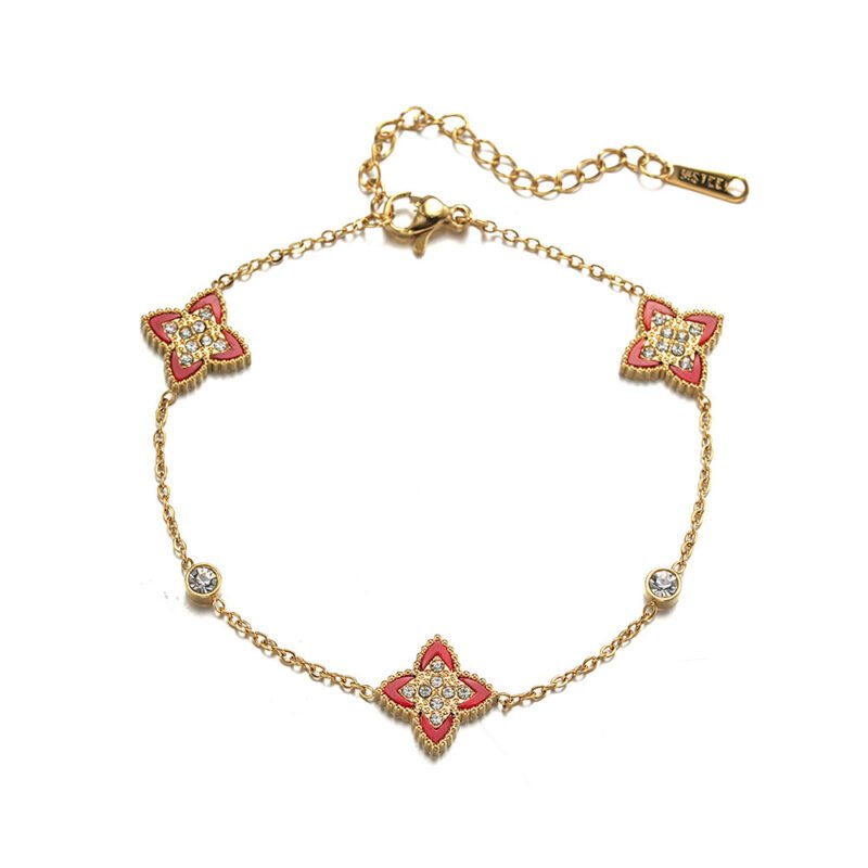 Quatrefoil Gemstone & Zirconia Station Bracelet