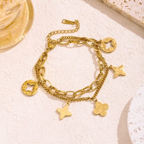 Celestial Clover Layered Bracelet