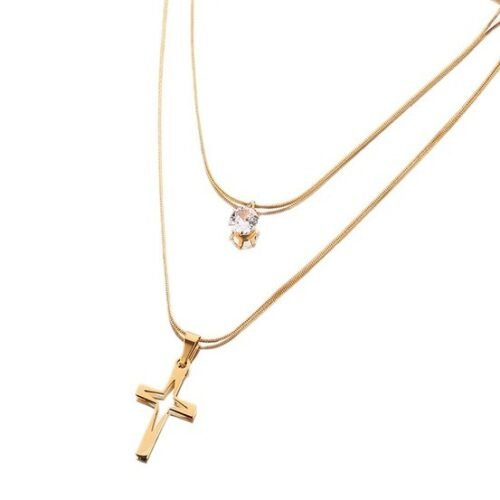 Divine Duo 18K Gold Cross Layered Necklace