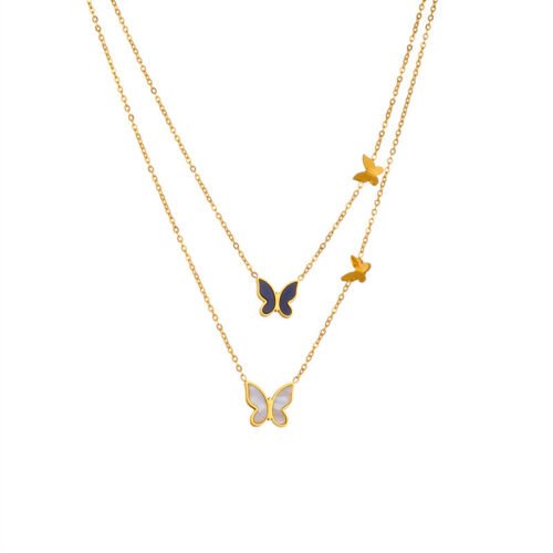 Dual Flight Butterfly Layered Necklace
